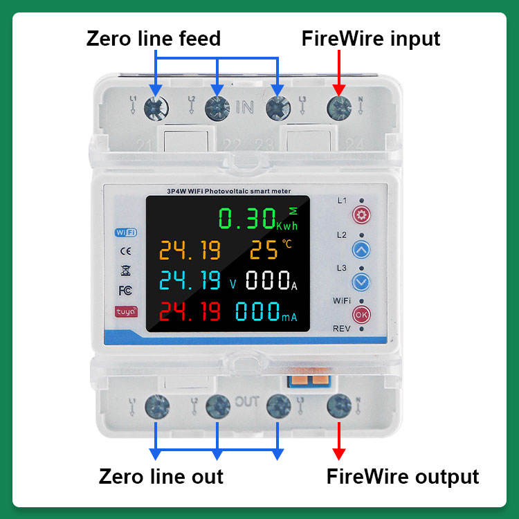 WiFi Smart 3 Phase Circuit Breaker – Tuya App Energy Meter Switch with Over/Under Voltage Protection