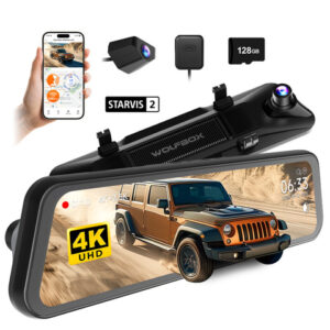 Smart 4.5" Rearview Mirror Dash Cam – 1080P Dual Camera Night Vision Car DVR Recorder.