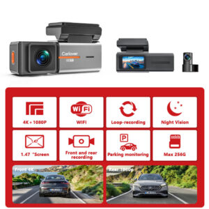 4K WiFi Dual Dash Cam – Front & Rear 2 Channel Hidden Rearview Mirror Car DVR Camera