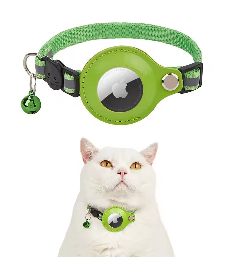 Reflective GPS Tracker Cat Collar – Nylon AirTag Holder Collar for Cats & Small Dogs