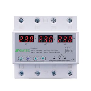 DIN Rail Digital Voltmeter Ammeter – 6-Digit Display Voltage & Current Monitor with Over Voltage Protection (3P+N)