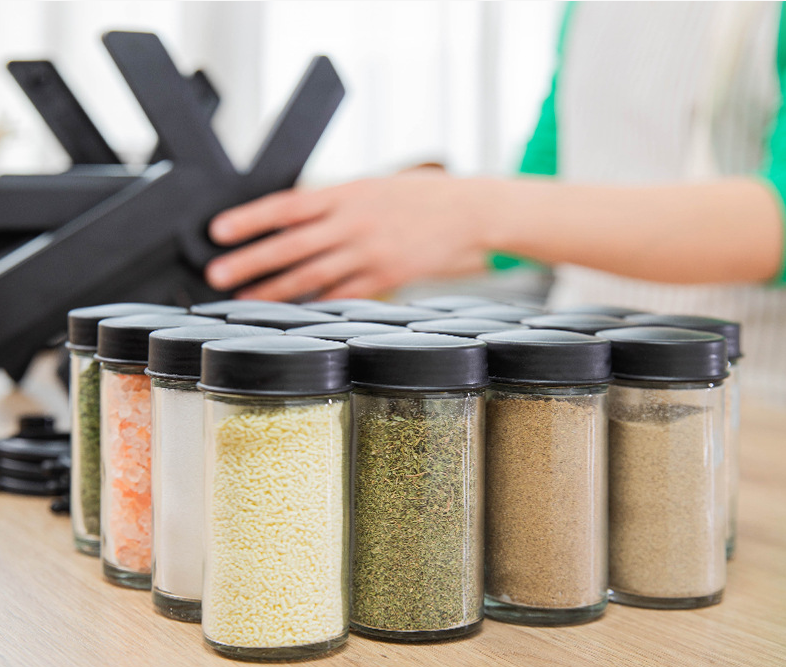 360° Rotating Spice Rack Organizer – Kitchen Storage Stand with Glass Seasoning Jars & Bottle Holder - Image 7