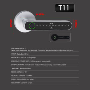 TTLock Tuya Smart Door Lock – WiFi Bluetooth Keyless Aluminium Alloy Security Lock with Card & App Control