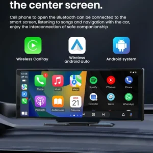 10.26" Smart Car Display with 1080P Rotating Dash Cam – Wireless CarPlay & Android Auto GPS Bluetooth