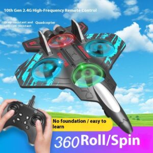 LED RC Stunt Airplane Drone – 4 Channel Gravity Control Plane with Auto Return.